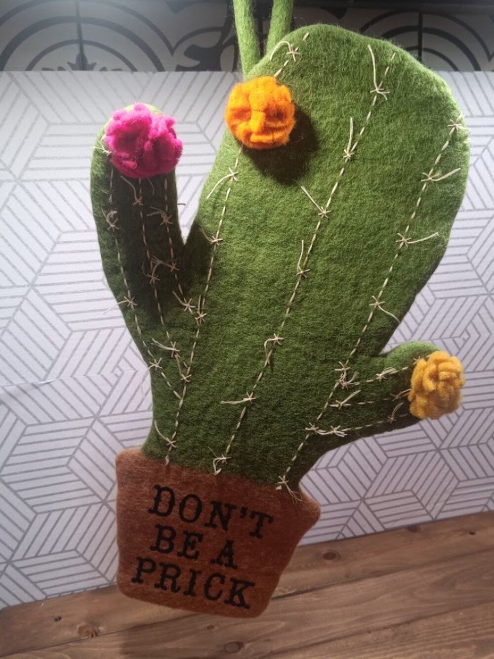 Felted‎ Wool Christmas Cactus "Dont Be A Prick"